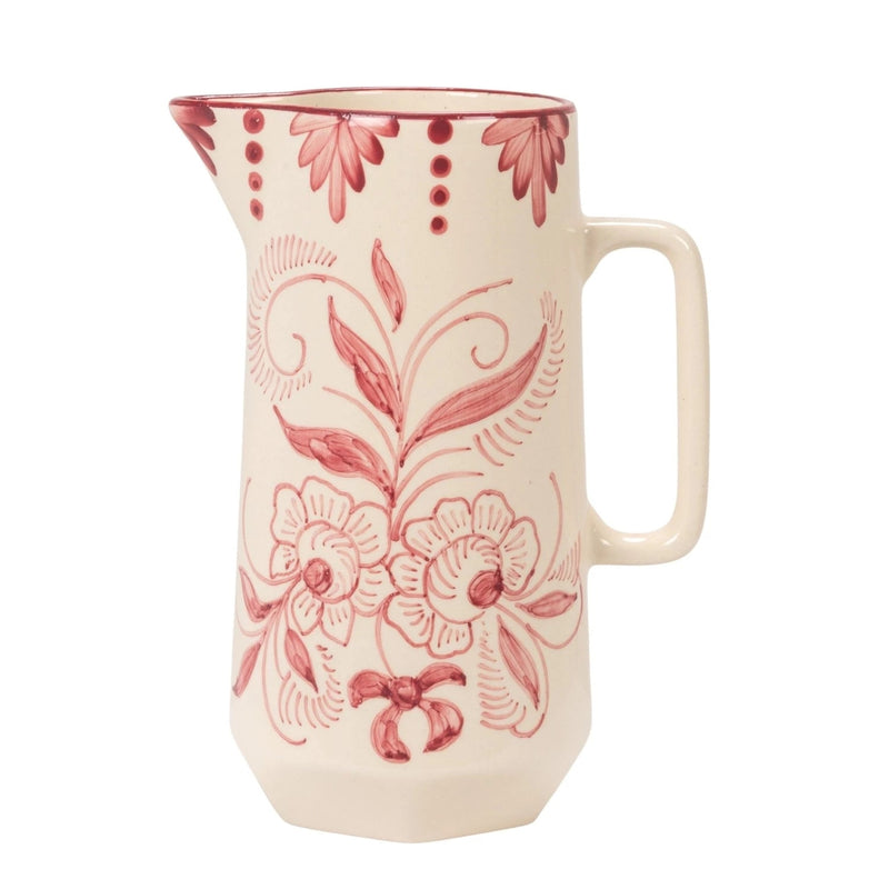 Pink Floral Ceramic Pitcher